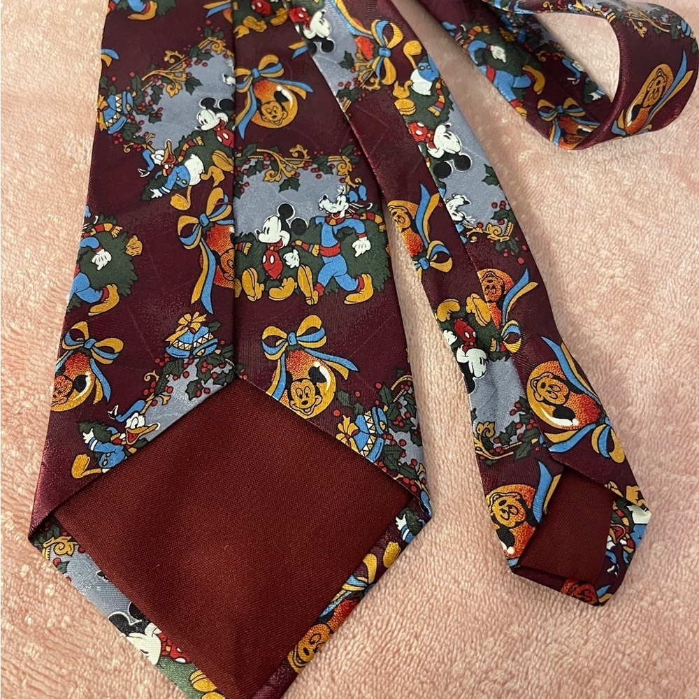 Disney Burgundy Tie with Mickey Mouse and Friends - Picture 5 of 5